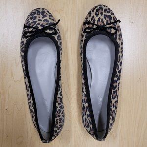 SIZE 10 Garnet Hill Leopard Print Suede Ballet Flats Made in Italy